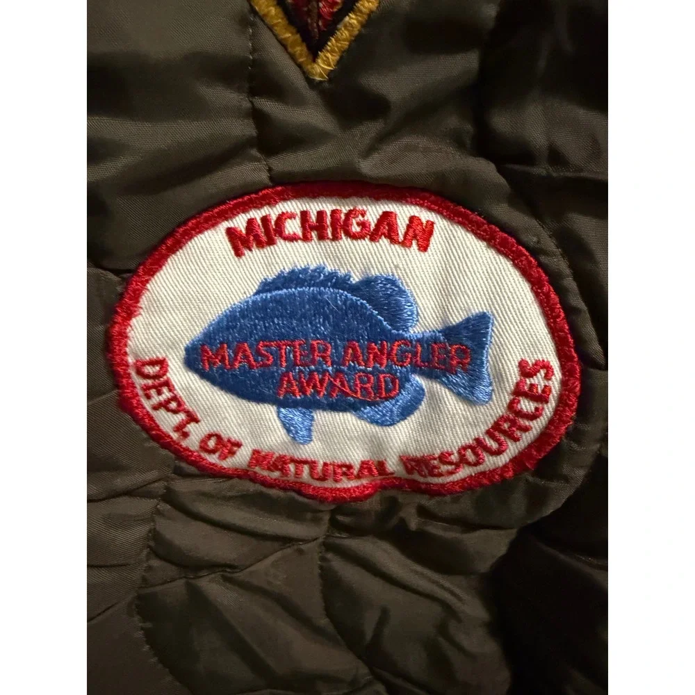 Mason Chippewa Falls Quilted Hunting Vest Brown Michigan Patches Kids‎ L VTG